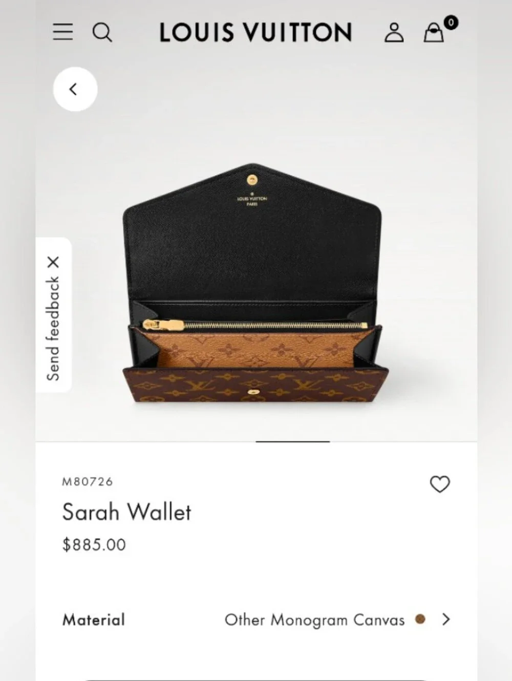 Louis Vuitton Monogram Sarah Wallet Brown and Tan